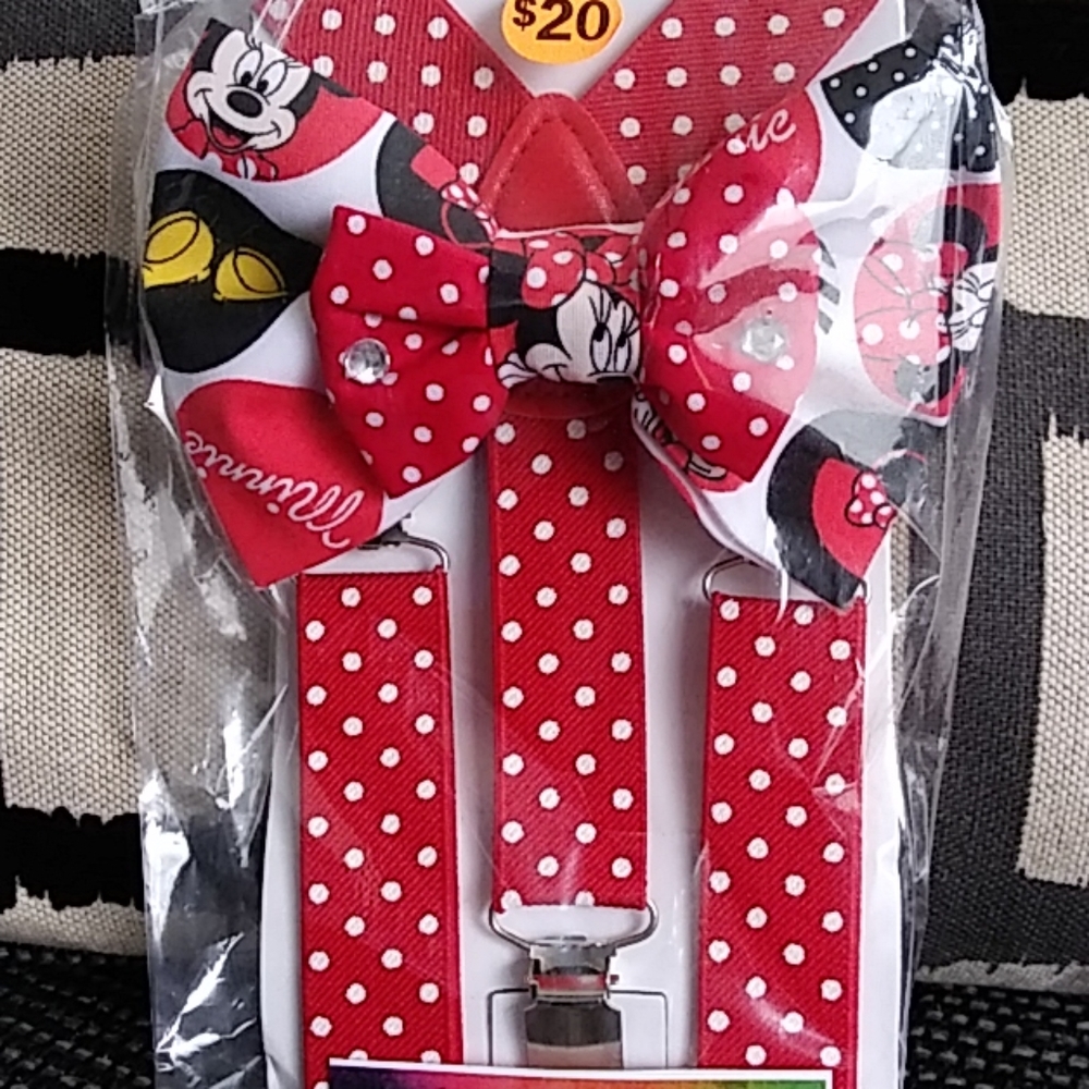 Hand made, snap on toddler bowtie & suspenders